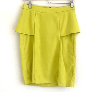 Gibson Latimer yellow green chartreuse peplum pencil skirt